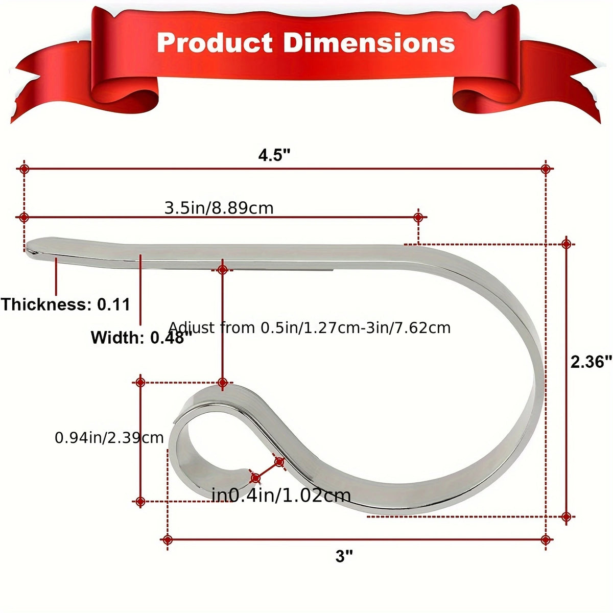 Curved Iron Stocking Hangers — Set of 4