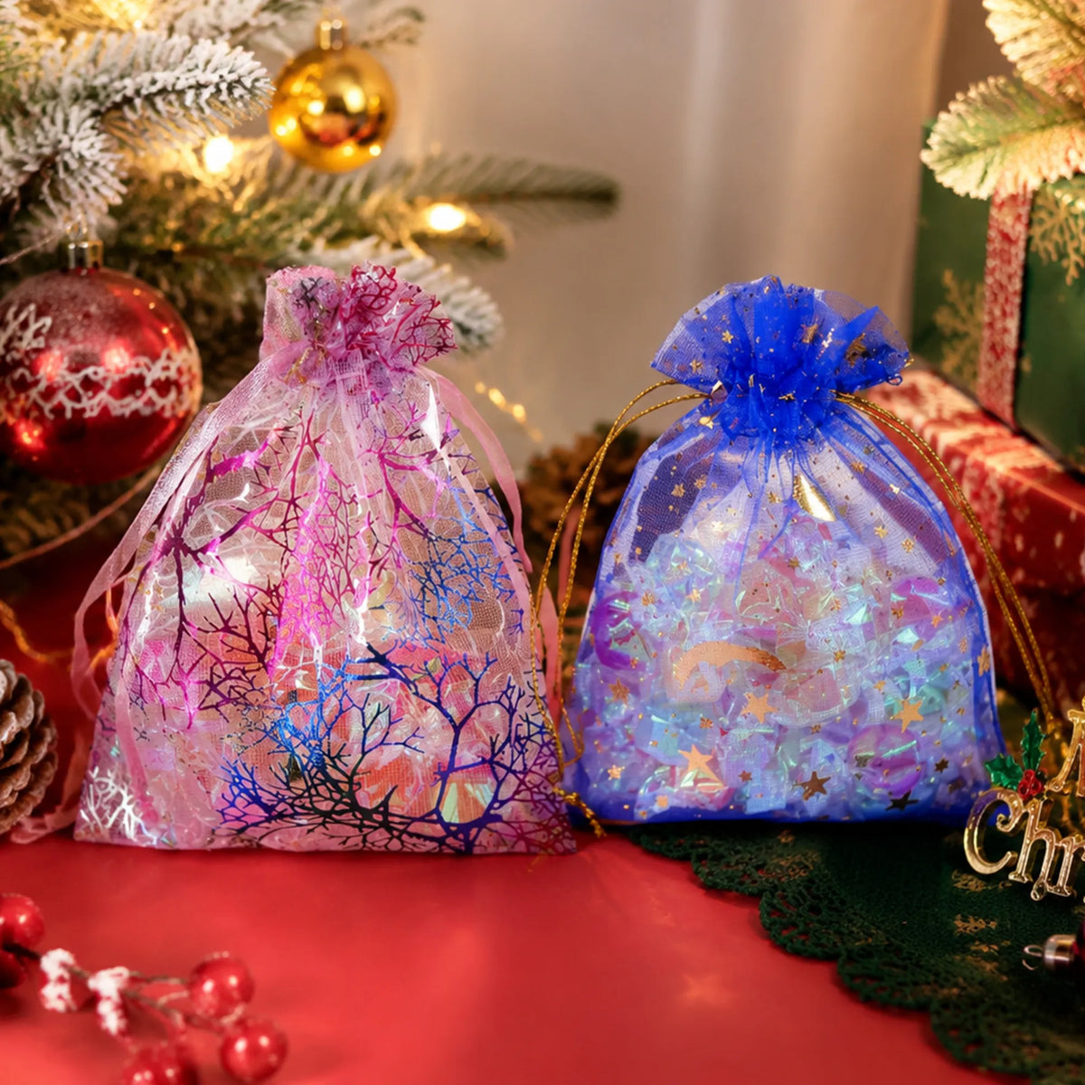 Gold Star Organza Gift Bags — Pack of 100