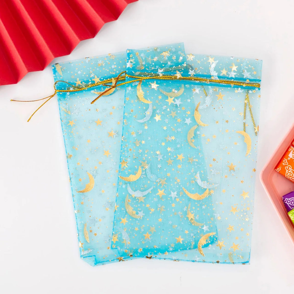 Blue Moon & Star Organza Gift Bags — Pack of 50