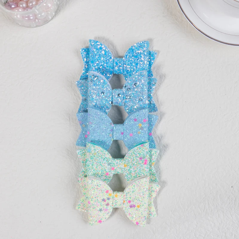 Sparkling Bow Hair Clips — Set of 5