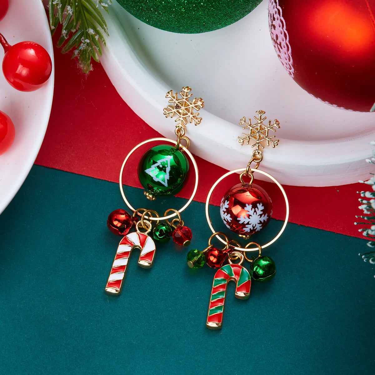 Christmas Bow & Tassel Drop Earrings