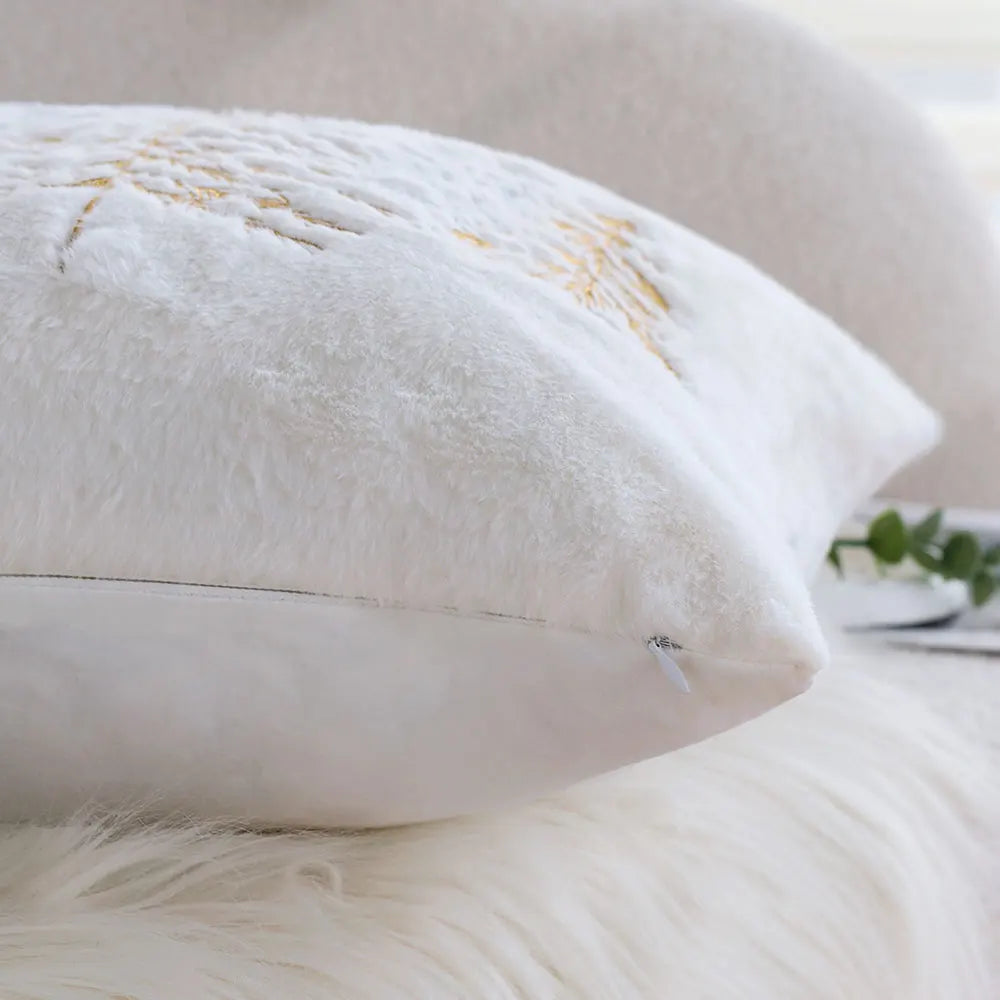 Faux Fur Christmas Tree Pillow Cover