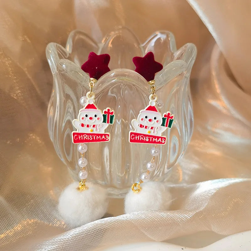 Christmas Bow & Tassel Drop Earrings