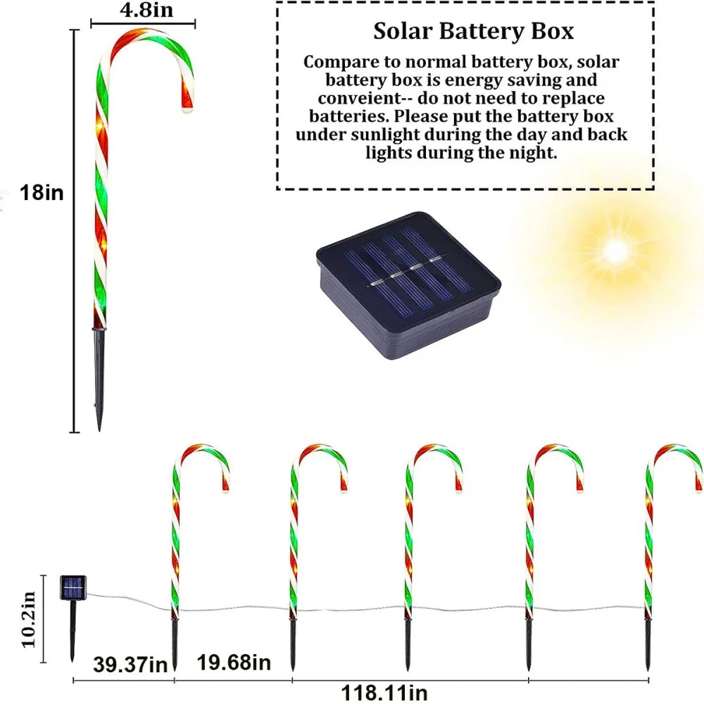 Solar Star Candy-Cane Pathway Lights