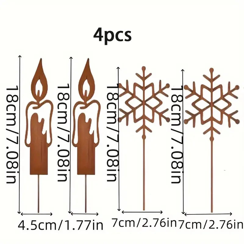 Christmas Tree & Deer Metal Yard Stakes