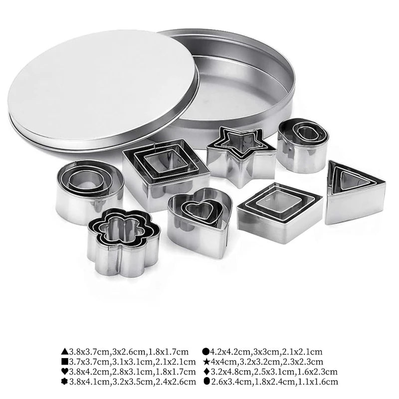 Assorted Stainless-Steel Cookie Cutters with Storage Box