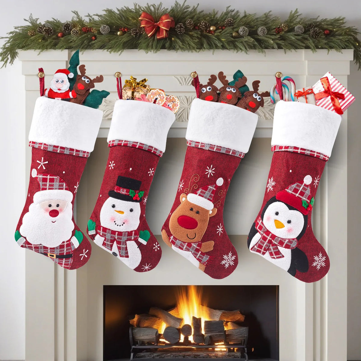 Embroidered Christmas Character Stocking