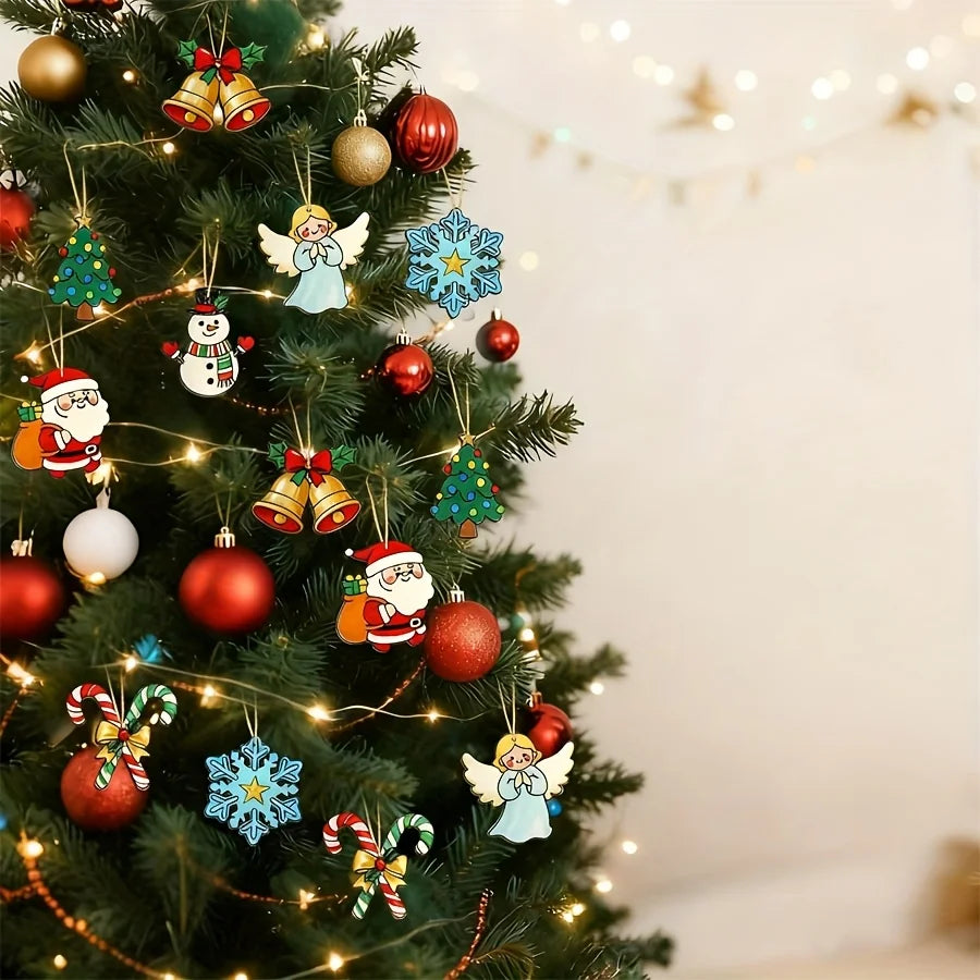 Wooden Christmas Ornaments — Set of 40
