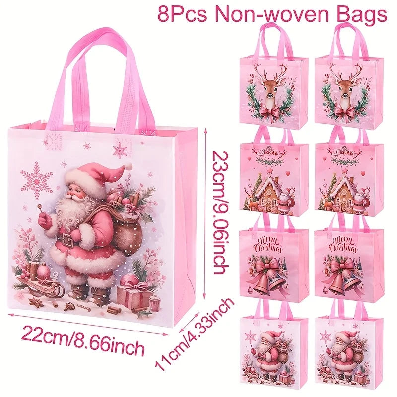 Pink Christmas Gift Tote Bags