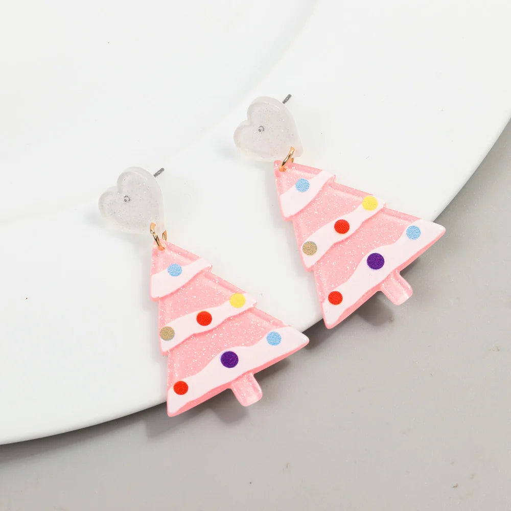 Glitter Acrylic Christmas Tree Earrings