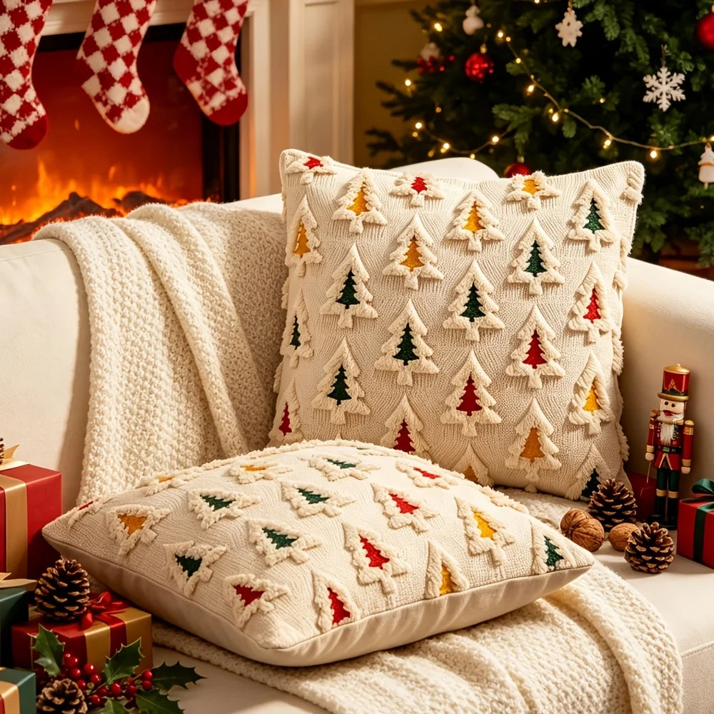Colorful Christmas Tree Pillow Covers — Set of 2