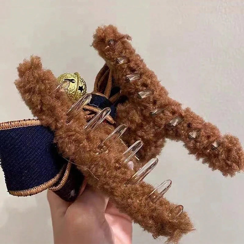 Christmas Bow and Bell Claw Clip