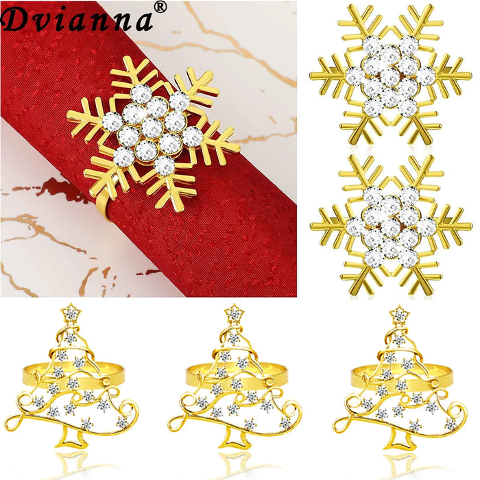 Rhinestone Christmas Napkin Rings — Set of 6