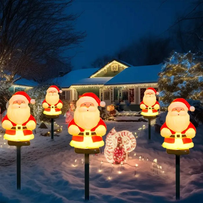Solar Santa Pathway Lights — Set of 5