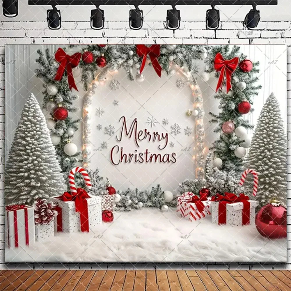 Santa & Fireplace Christmas Photo Backdrop