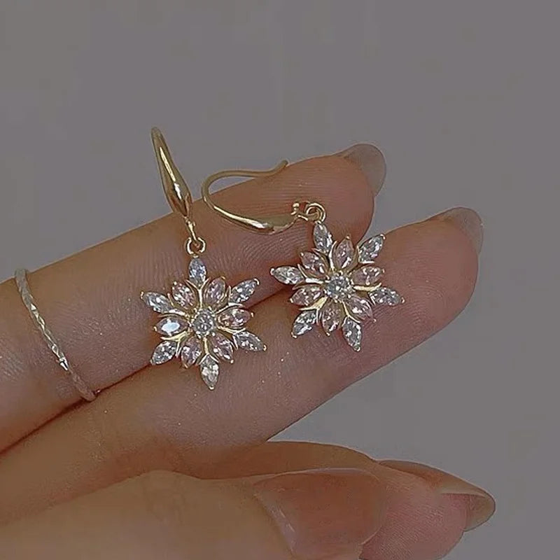 Gold-Tone Snowflake Earrings