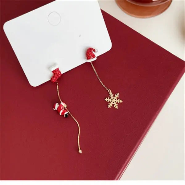 Christmas Bow & Tassel Drop Earrings