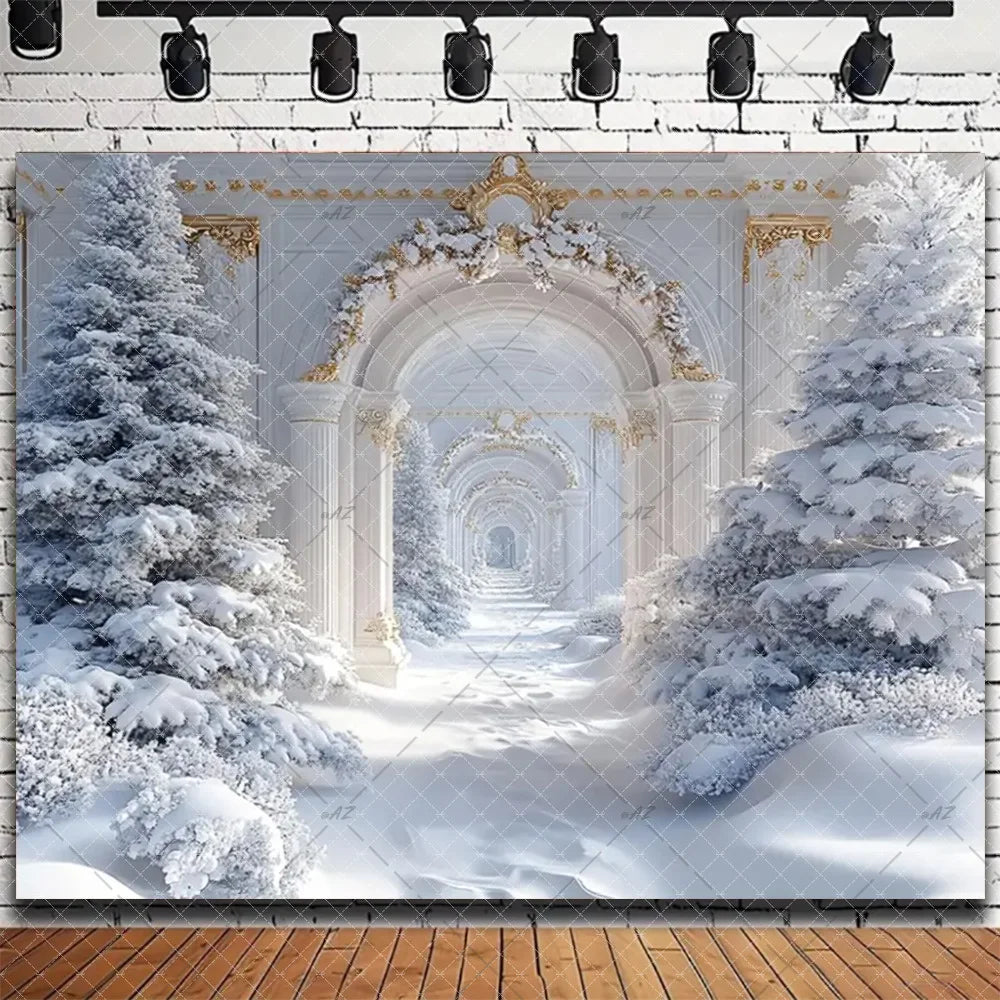 Santa & Fireplace Christmas Photo Backdrop