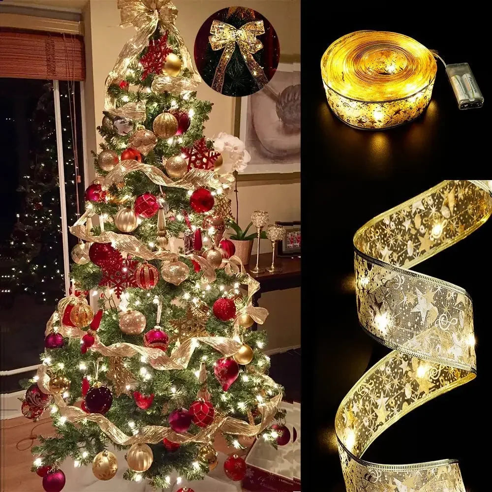 Lighted Christmas Ribbon Garland