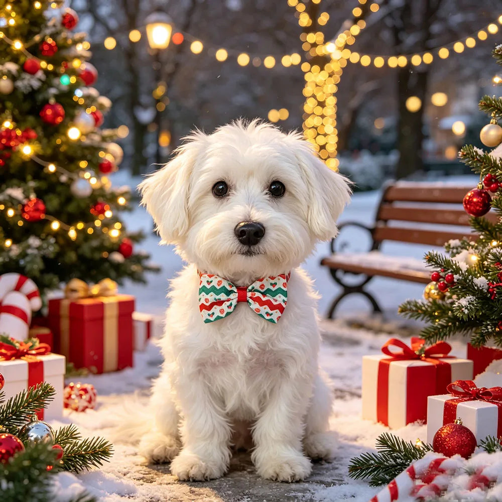 Mixed Christmas Dog Bow Ties — Pack of 10