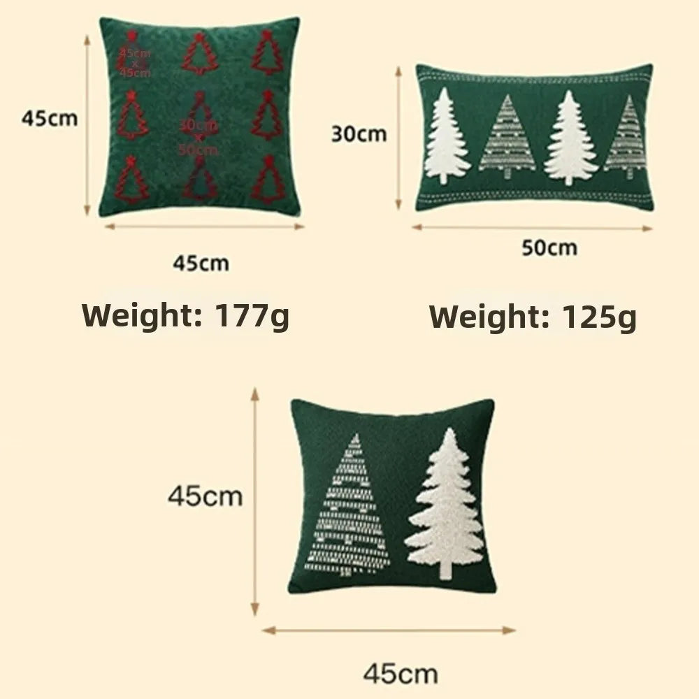 Green Christmas Motif Pillow Cover