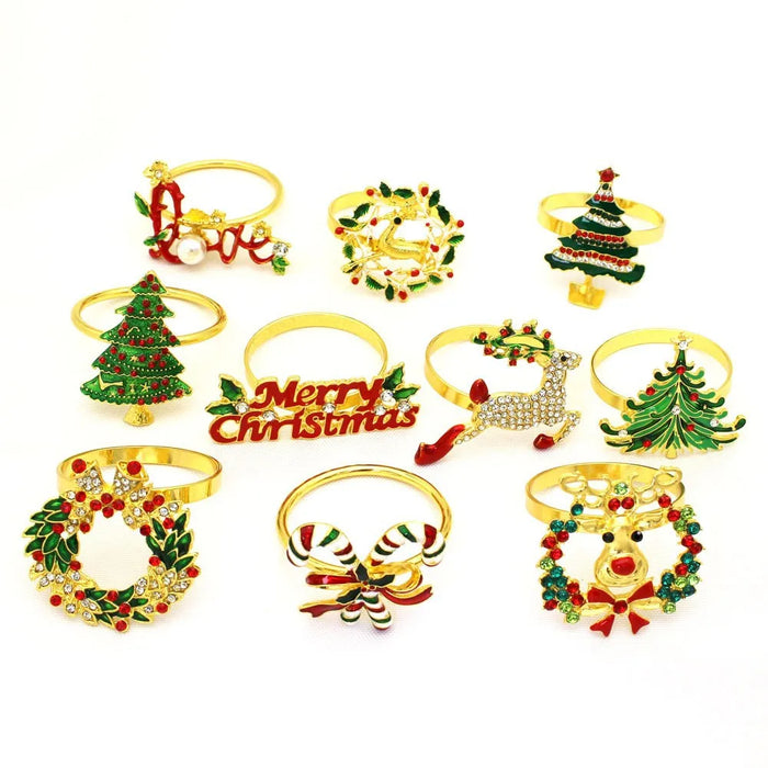 Festive Gold-Tone Metal Napkin Rings