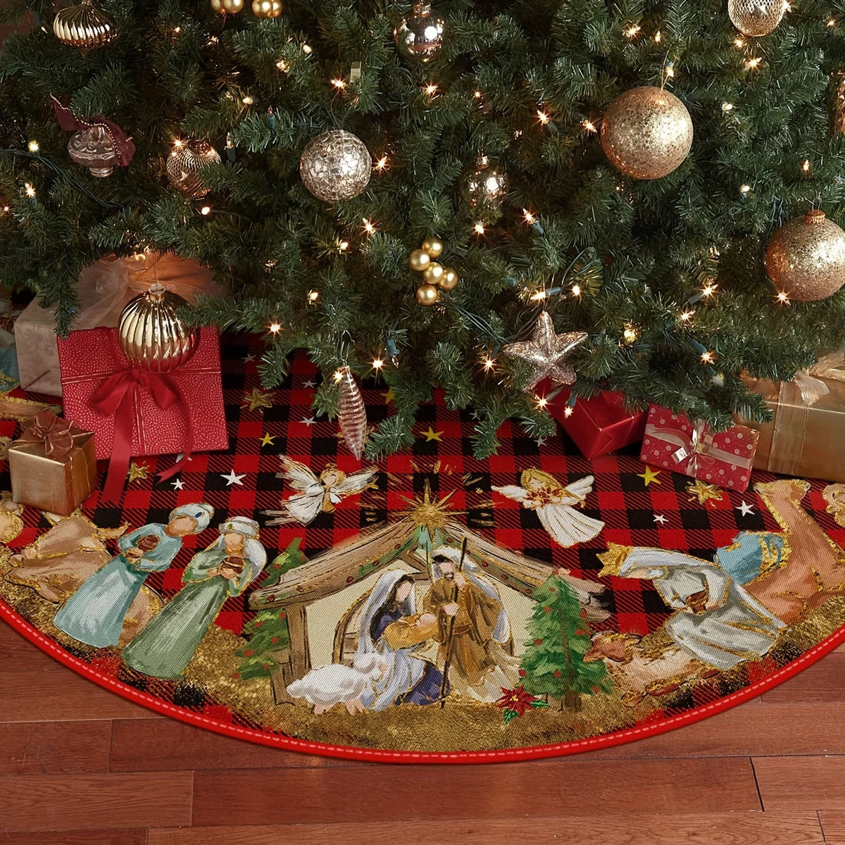 Jesus and Angel Christmas Tree Skirt
