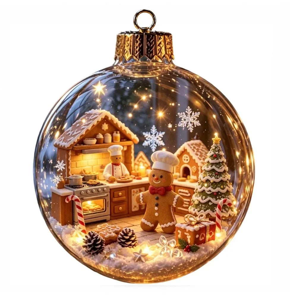 Clear Christmas Scene Ball Ornament