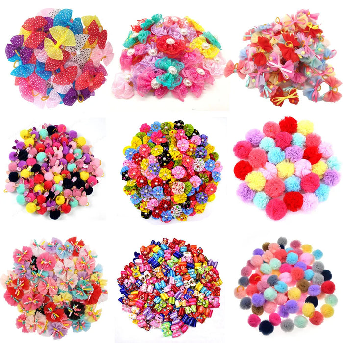 Christmas Pet Hair Bows — Mixed Set of 20