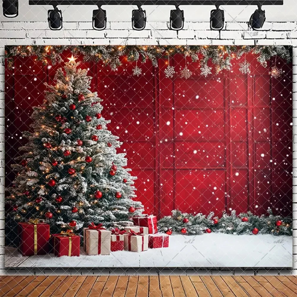 Santa & Fireplace Christmas Photo Backdrop