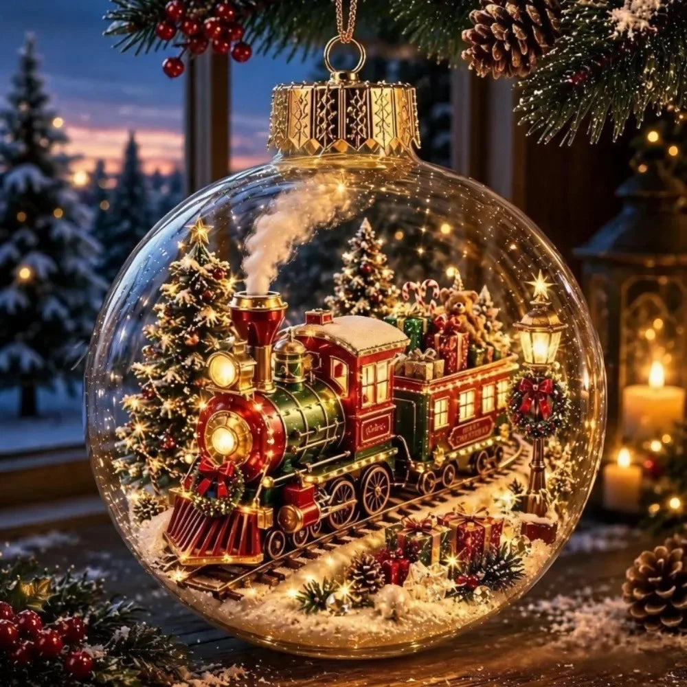 Clear Christmas Scene Ball Ornament