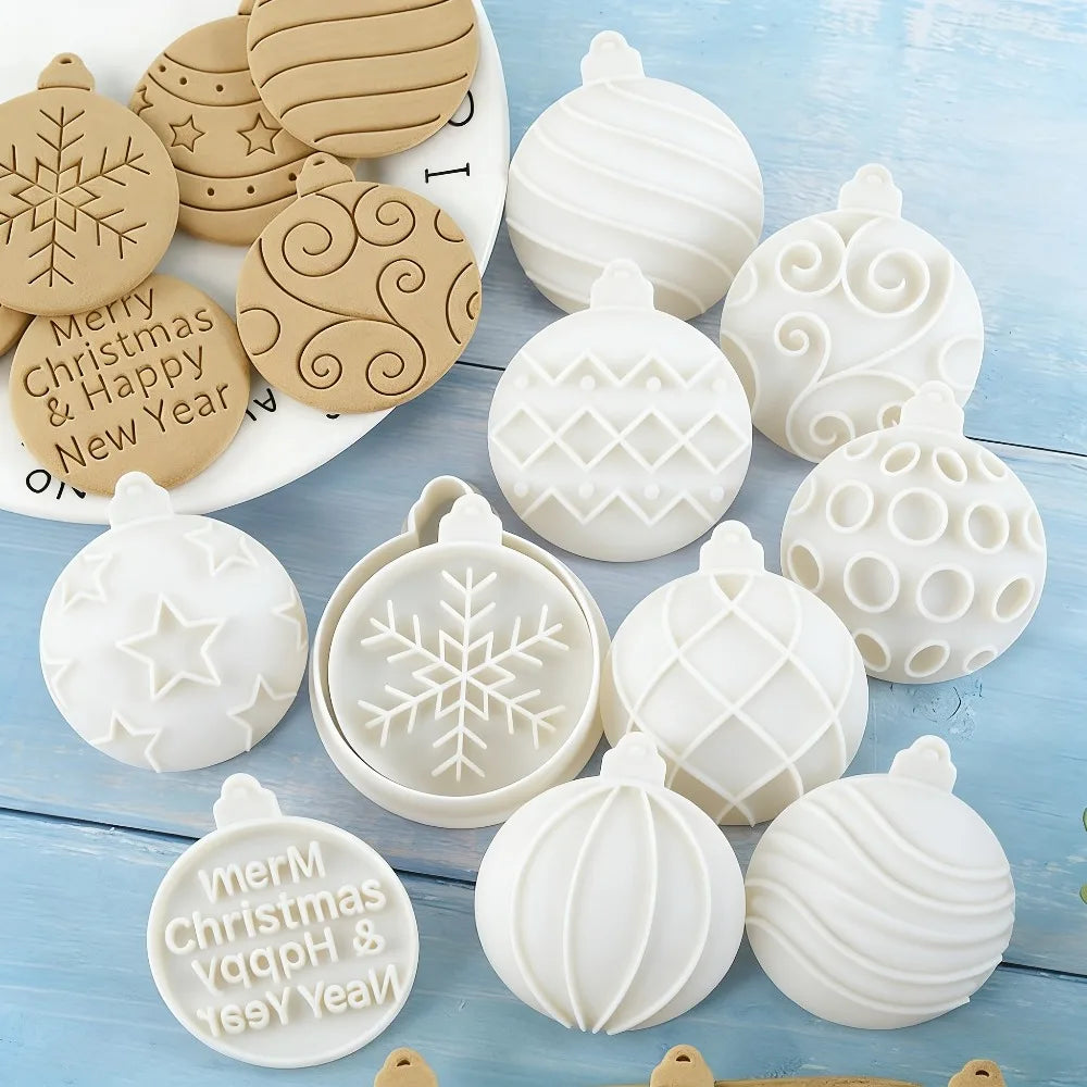 Christmas Ornament Cookie Cutter & Stamp Set — 11 Pieces