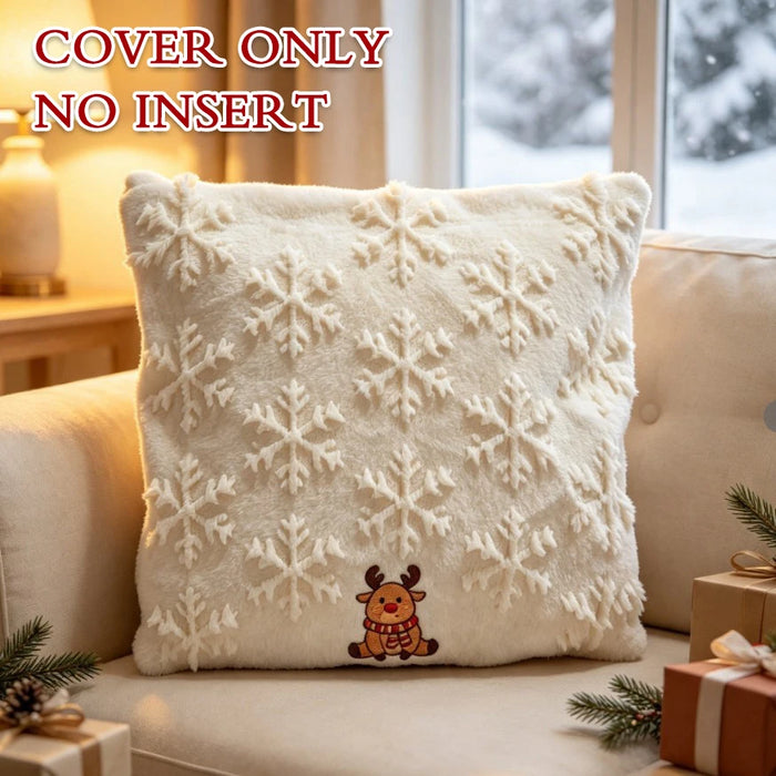 Winter Reindeer Plush Pillow Cover