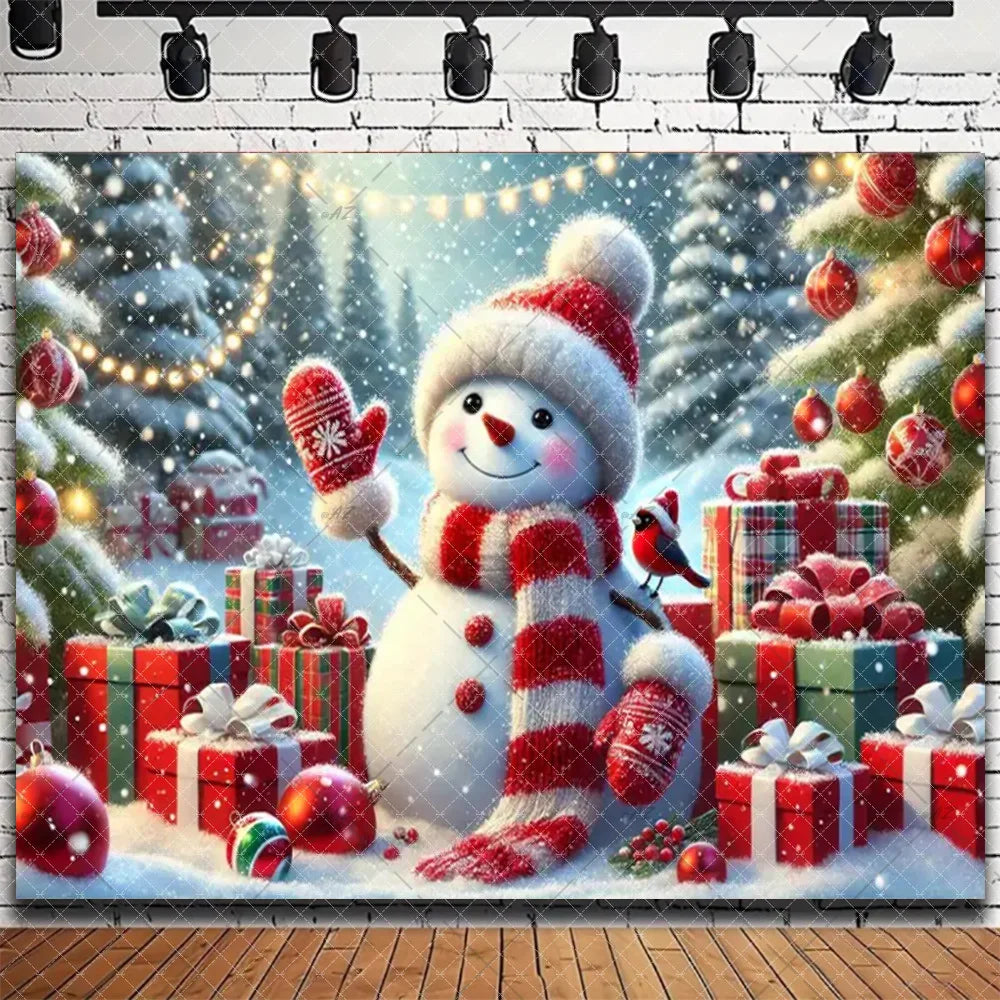 Santa & Fireplace Christmas Photo Backdrop