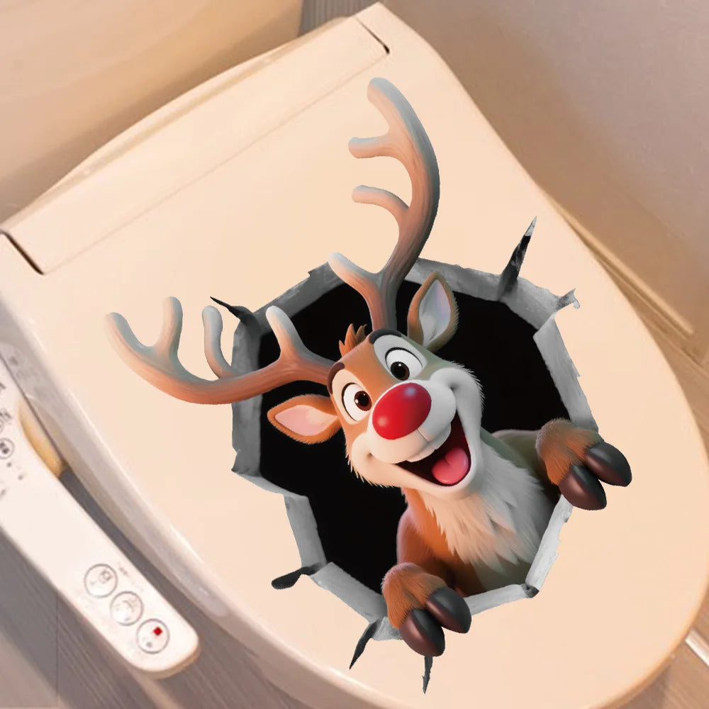 Santa and Reindeer Christmas Wall Decals