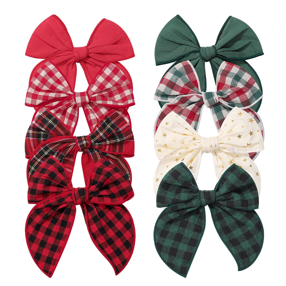 Tartan Bow Hair Accessories — Set of 32