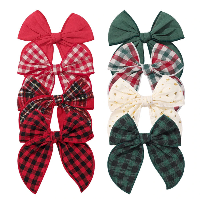 Tartan Bow Hair Accessories — Set of 32