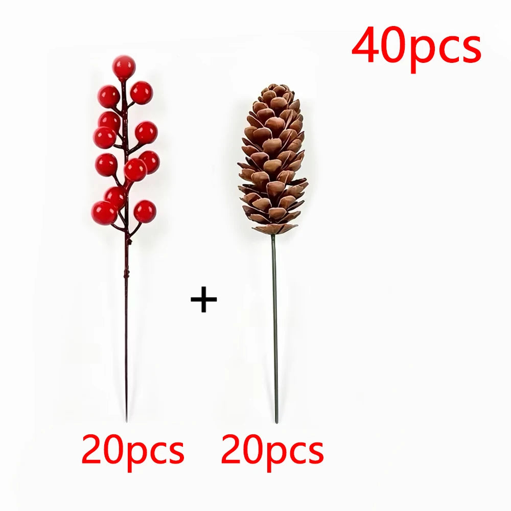 Pinecone and Red Berry Craft Picks