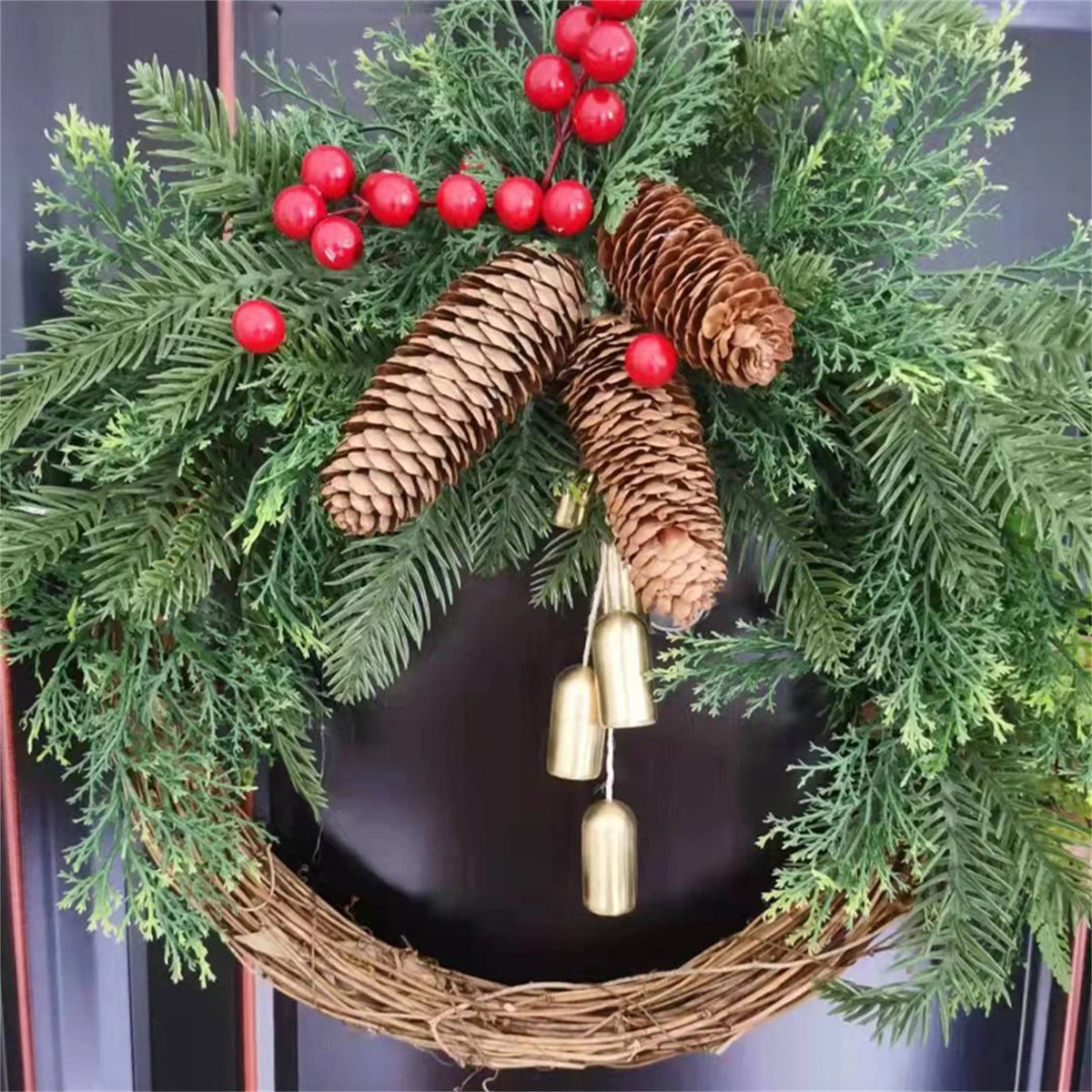 Rustic Bell Christmas Wreath — 40 cm