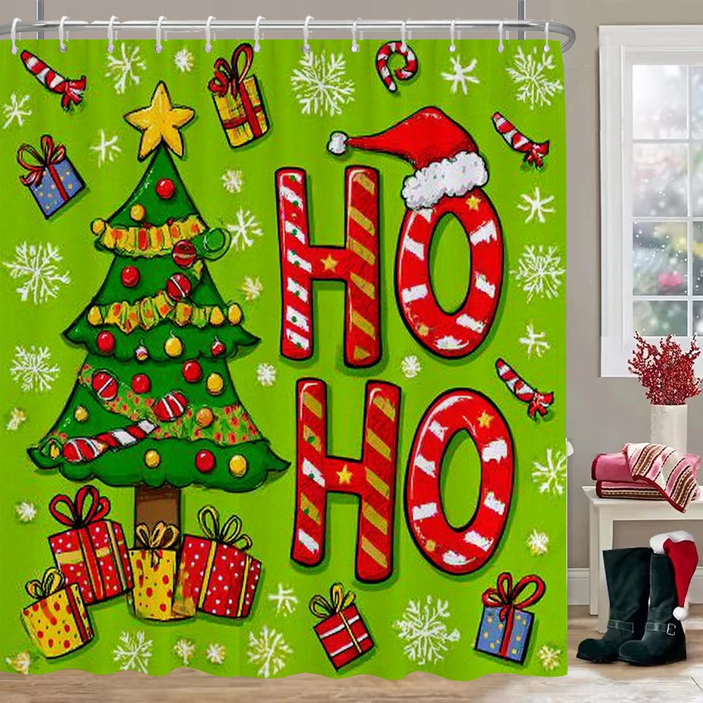 Snowman and Reindeer Christmas Shower Curtains