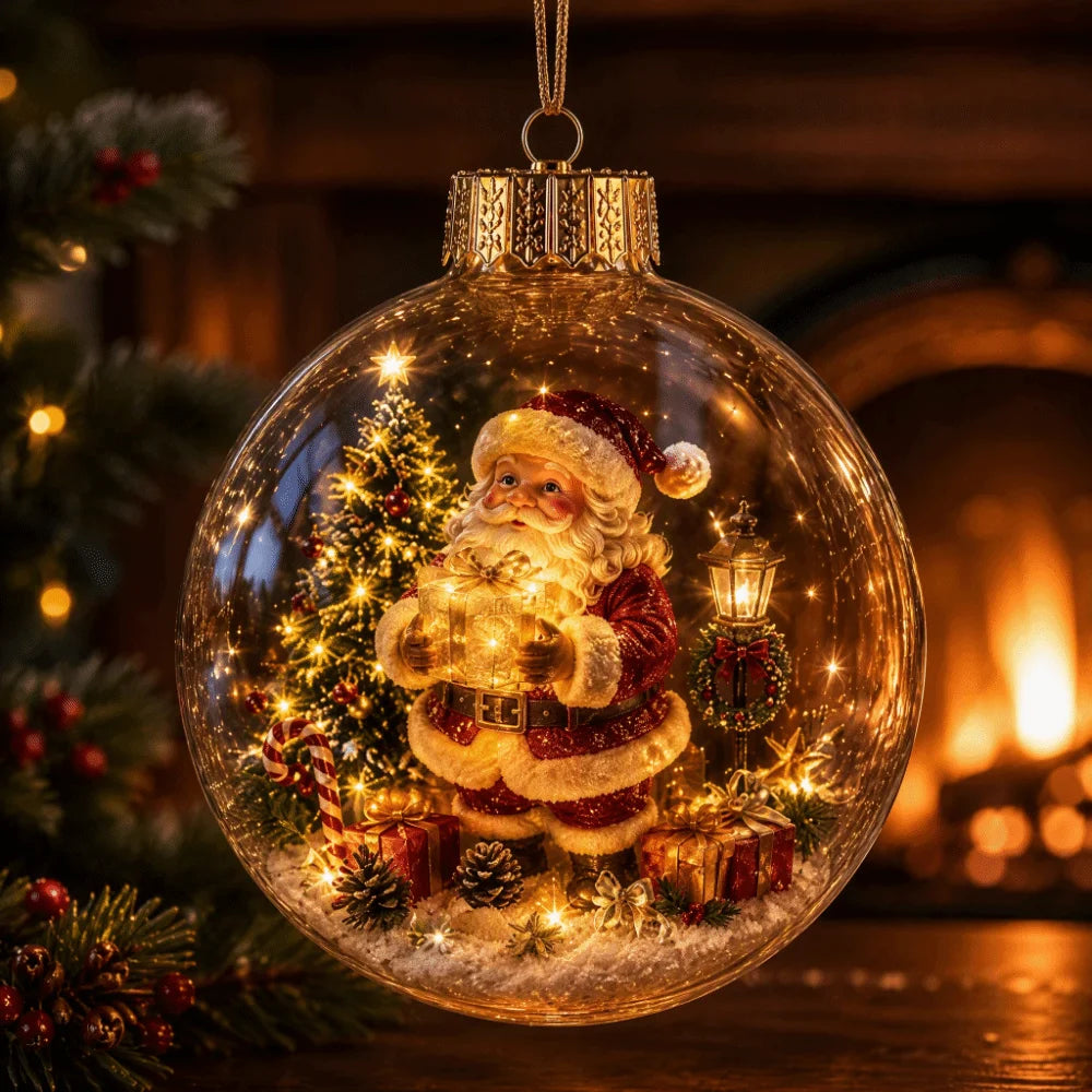 Clear Christmas Scene Ball Ornament