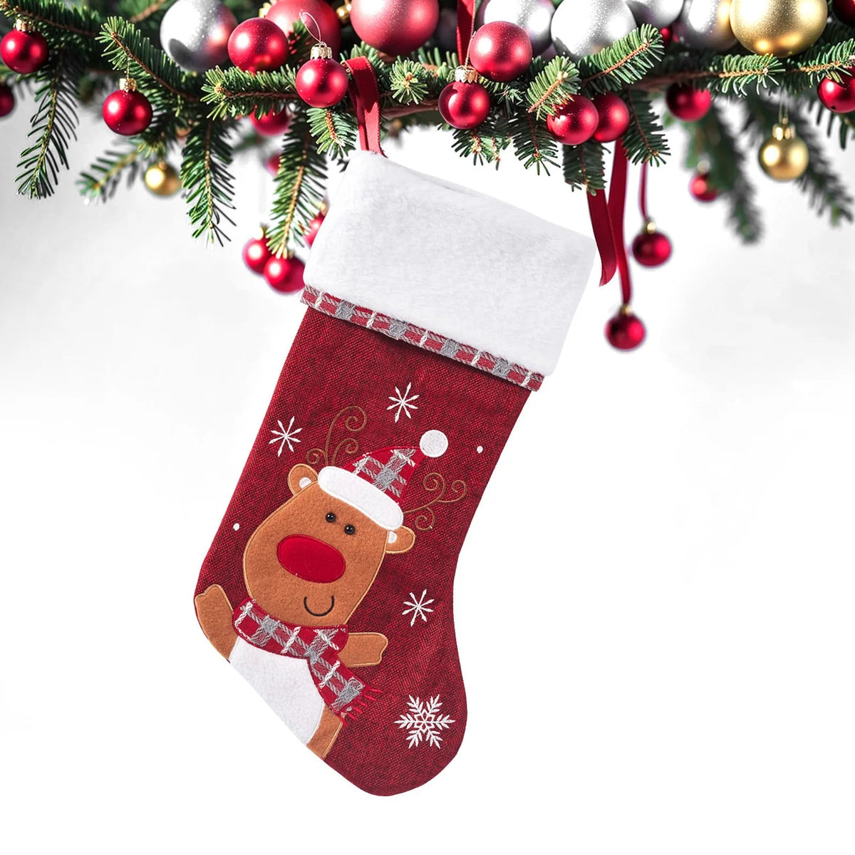 Embroidered Christmas Character Stocking