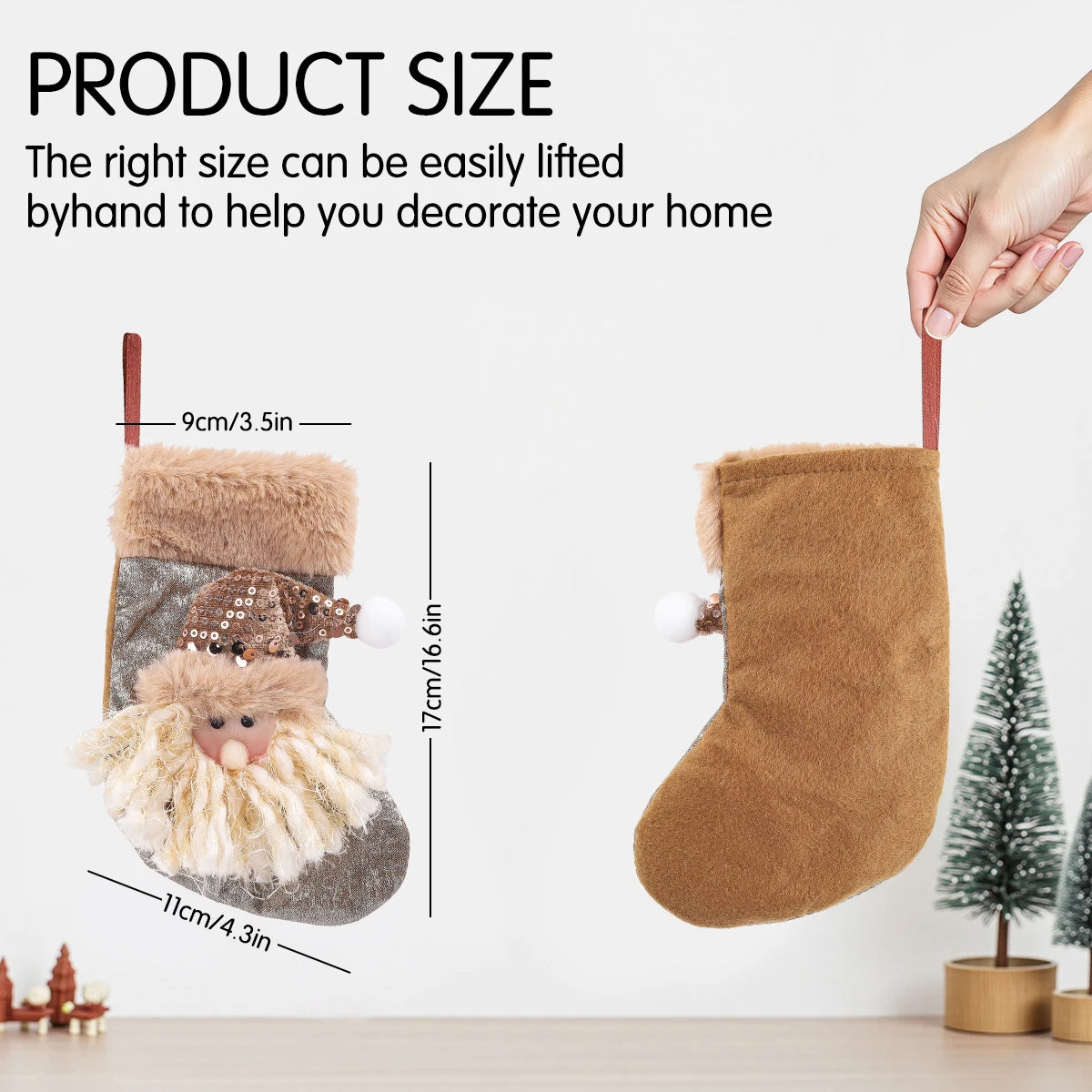 Mini Christmas Stocking Gift Bags — Set of 3