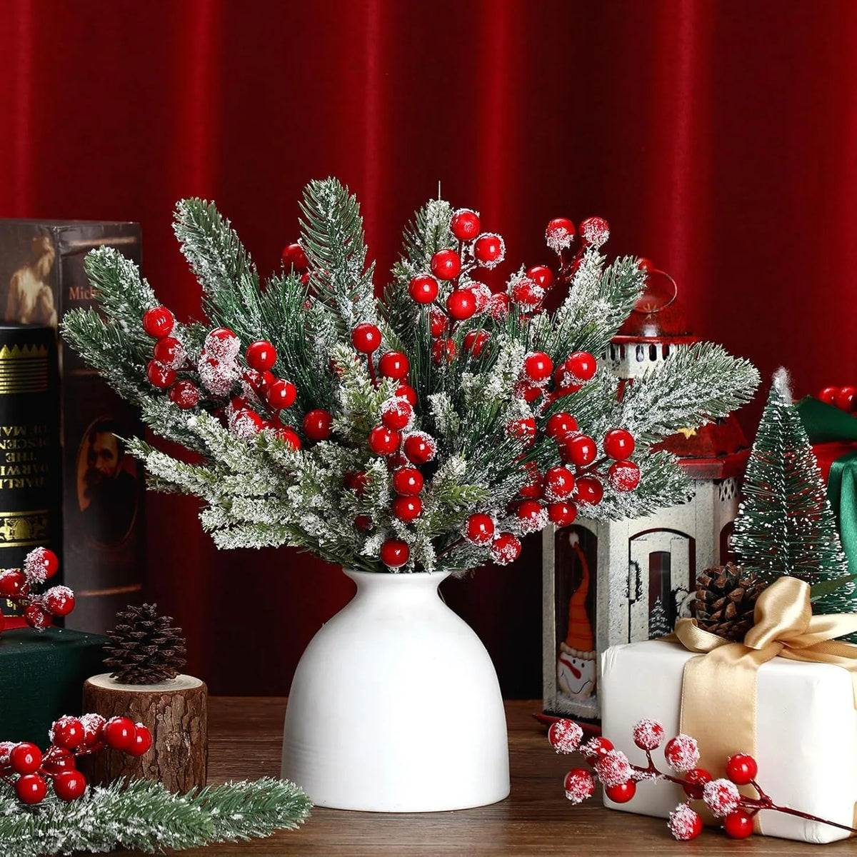 Snowy Pine and Berry Decorative Picks