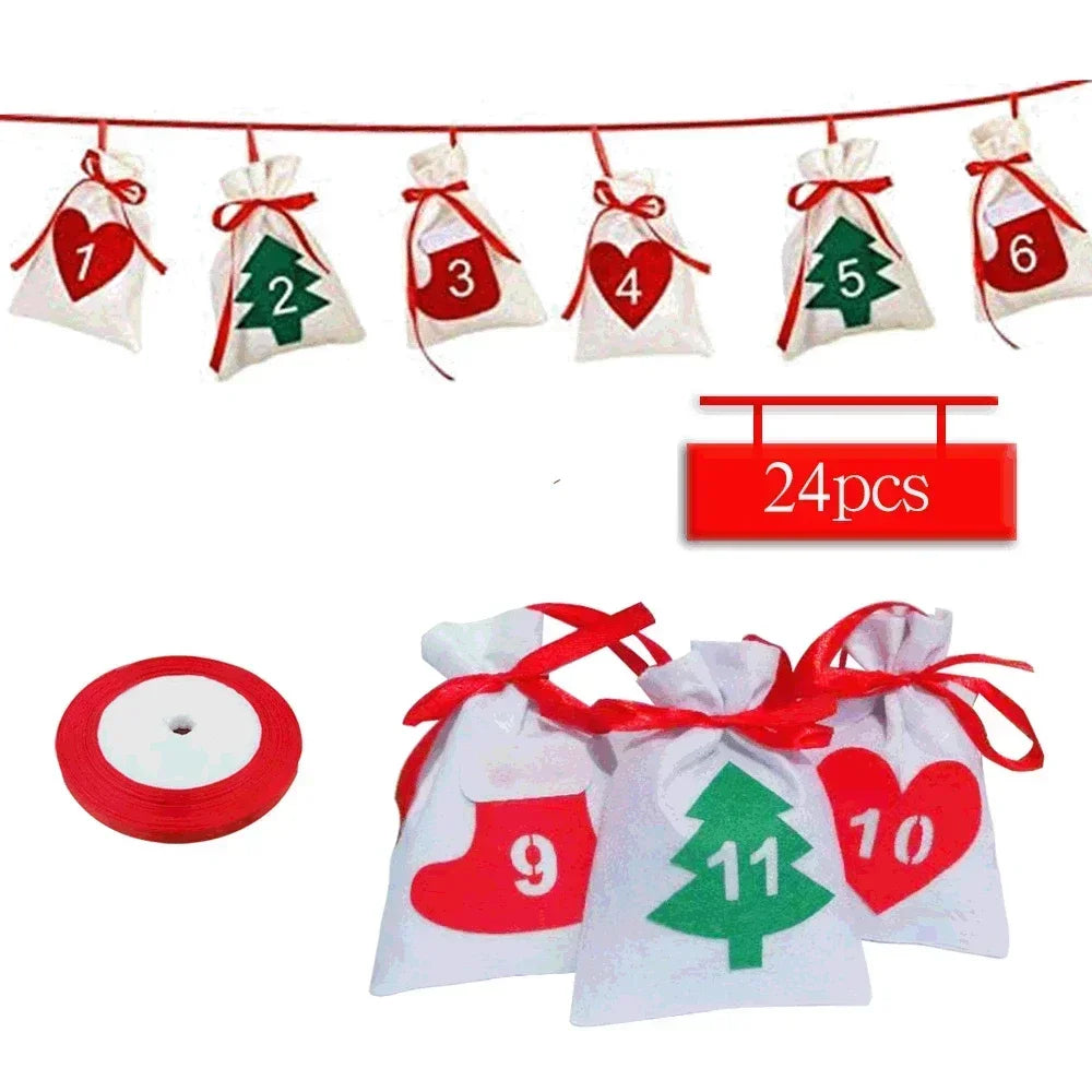 Christmas Felt Drawstring Gift Bag Sets
