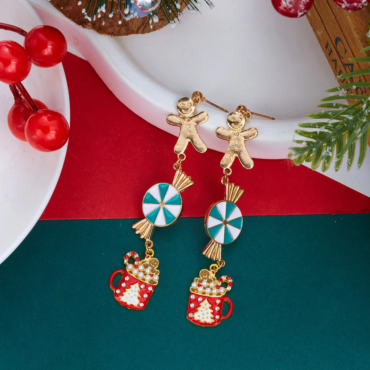 Christmas Bow & Tassel Drop Earrings