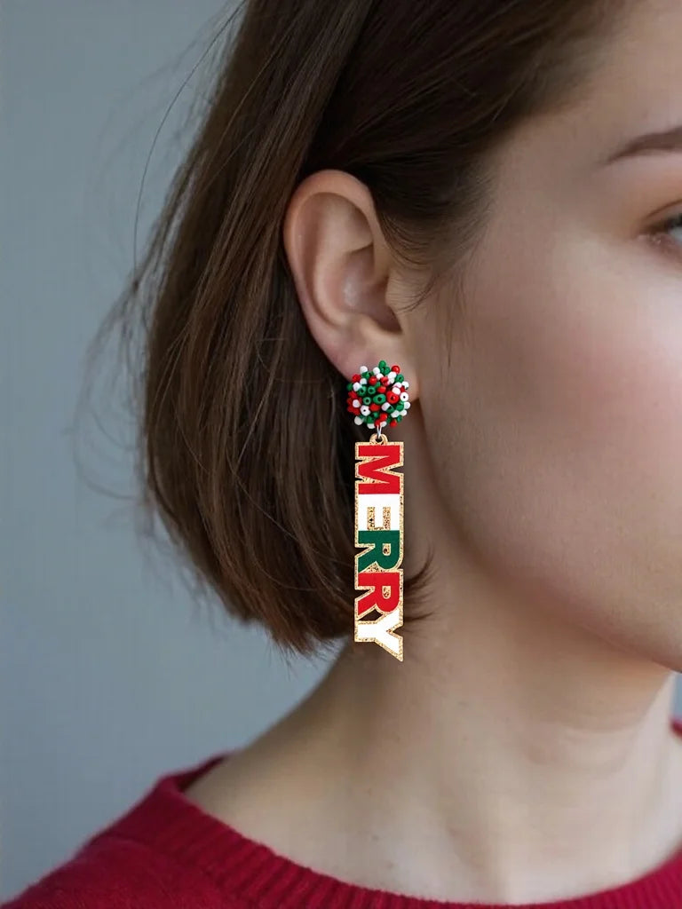 Mirror Acrylic Christmas Statement Earrings