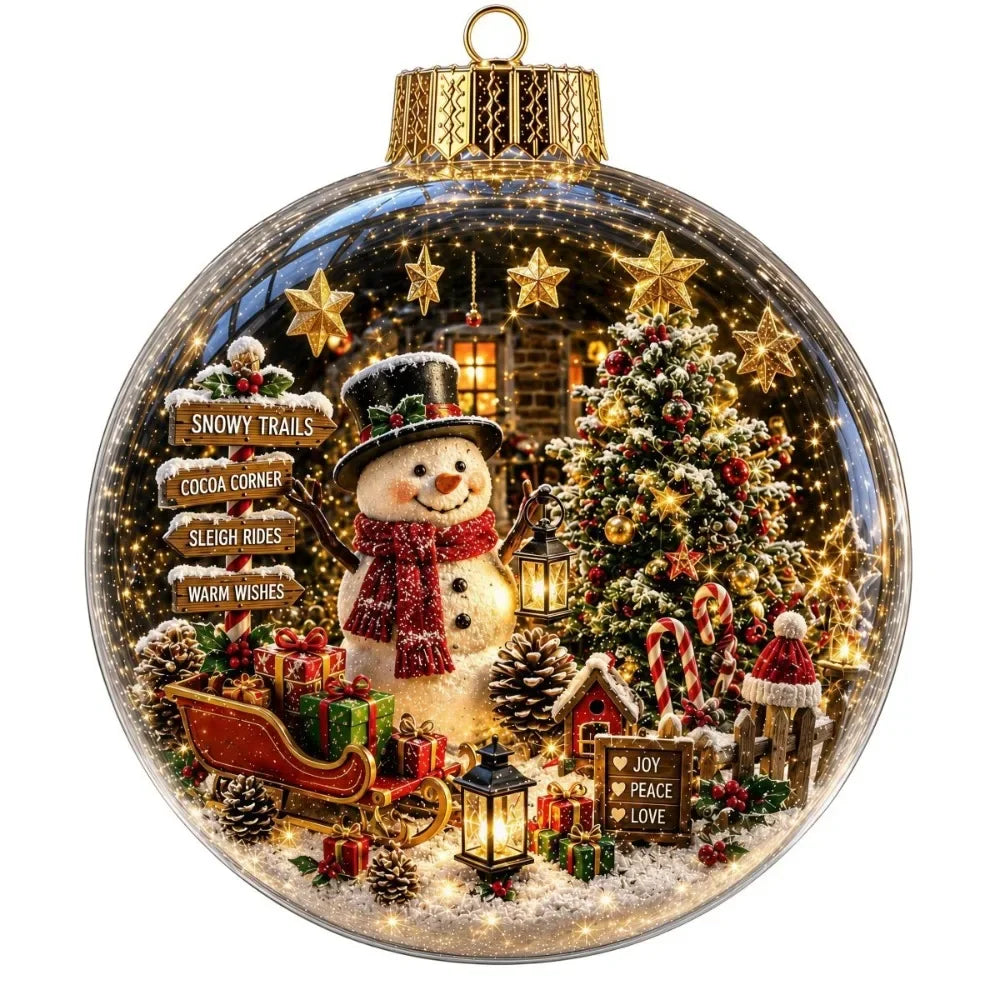 Clear Christmas Scene Ball Ornament