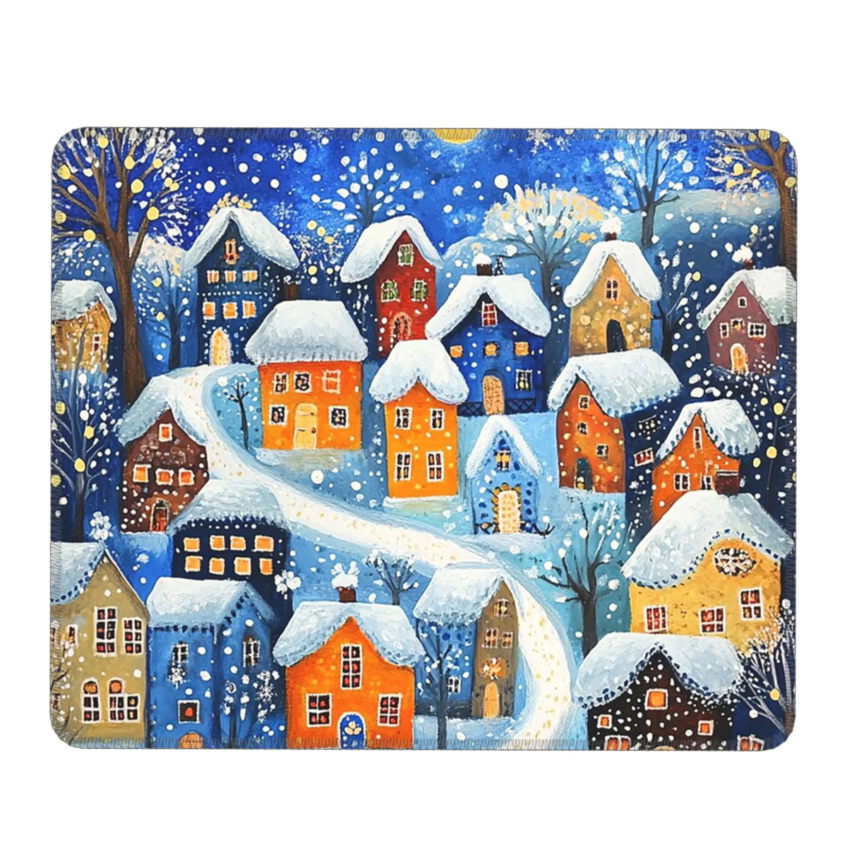 Moonlit Christmas Village Mouse Pad