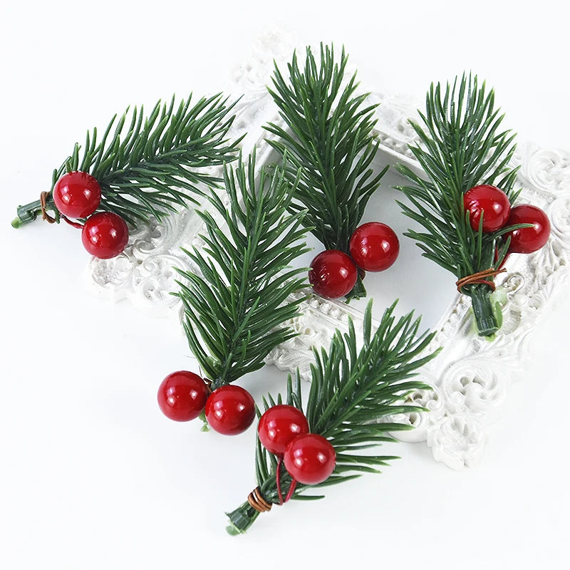 Christmas Berry & Pinecone Picks — Set of 10